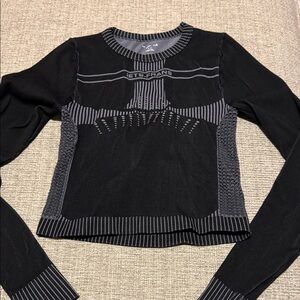 Urban Outfitters Black and Gray Long Sleeve Crop Top